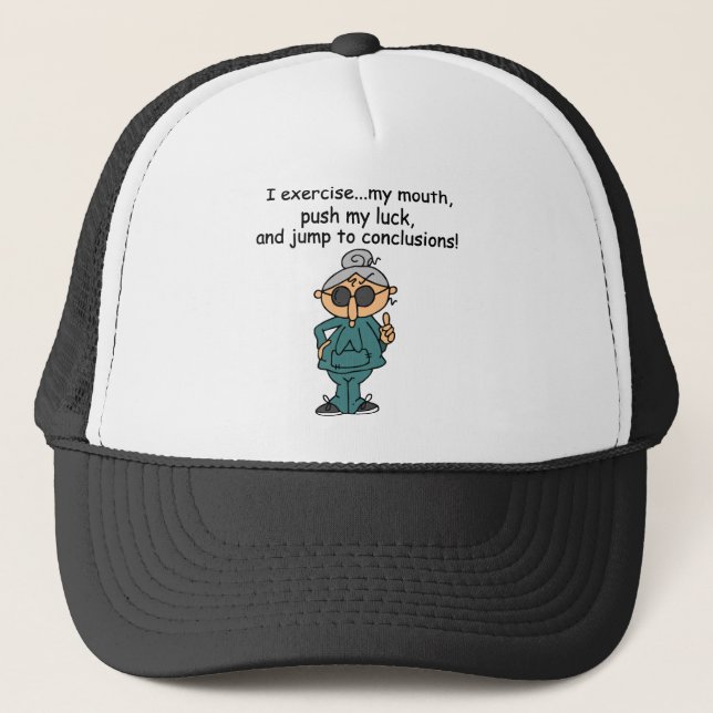 Exercise, Push, Jump Humour Trucker Hat (Front)
