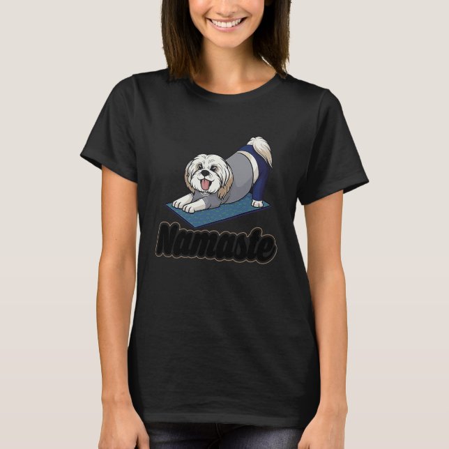 Exercise Yoga Shih Tzu Let's Walk men women kids,  T-Shirt (Front)