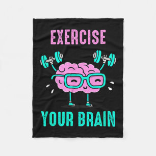 Exercise Your Brain Workout Your Brain Funny Graph Fleece Blanket