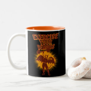 Exercise Your Demons Blk BG Two-Tone Coffee Mug