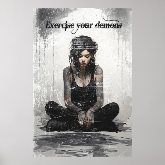 Exercise your demons tattoo girl poster (Front)