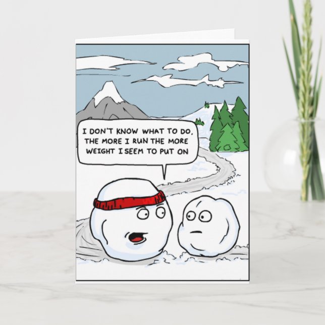 Exercising Frosty Snowman Funny Card (Front)