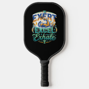 Exert, Excel, Exhale –Motivational Fitness T-Shirt Pickleball Paddle