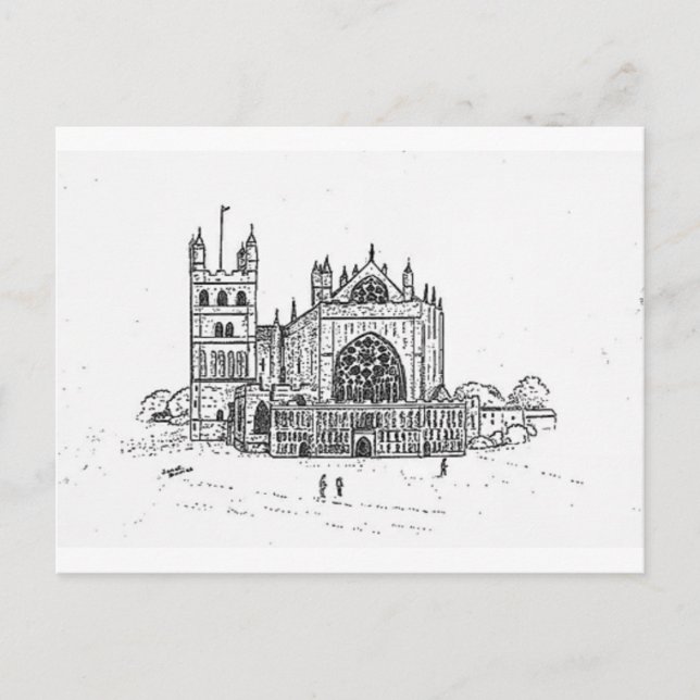 Exeter Cathedral black white postcard, customise Postcard (Front)
