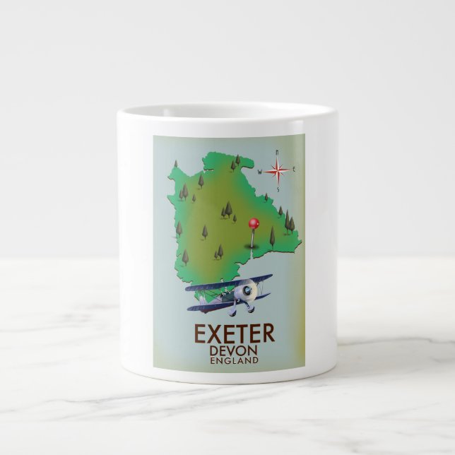 Exeter Devon vintage travel poster Large Coffee Mug (Front)