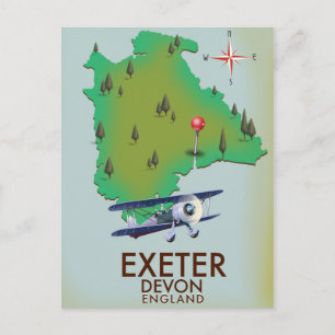 Exeter Devon vintage travel poster Postcard