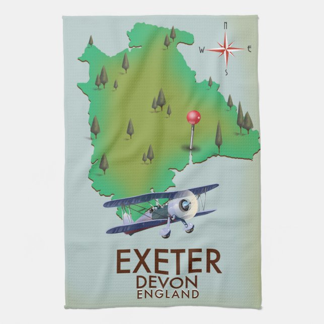 Exeter Devon vintage travel poster Tea Towel (Vertical)