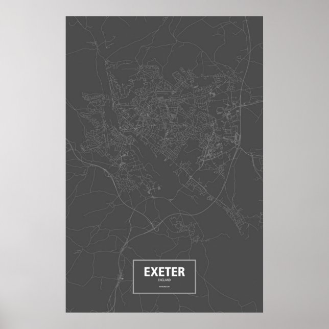 Exeter, England (white on black) Poster (Front)