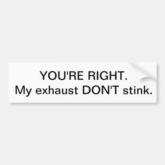 Exhaust Don't Stink Bumper Sticker (Front)