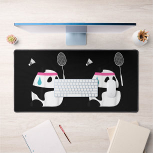 Exhausted badminton panda funny cute desk mat