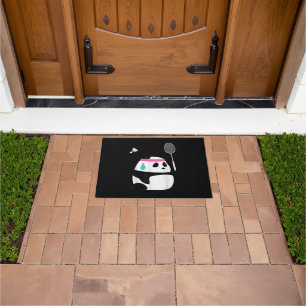 Exhausted badminton panda funny cute doormat