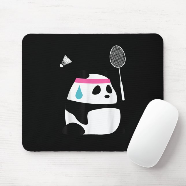 Exhausted badminton panda funny cute mouse mat (With Mouse)