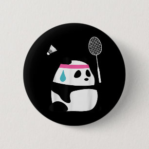 Exhausted Badminton Panda - Funny Cute Shuttle Ani 6 Cm Round Badge