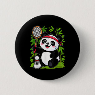 Exhausted Badminton Panda - Funny Cute Shuttle Ani 6 Cm Round Badge