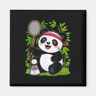 Exhausted Badminton Panda - Funny Cute Shuttle Ani Magnet
