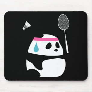 Exhausted Badminton Panda - Funny Cute Shuttle Ani Mouse Mat