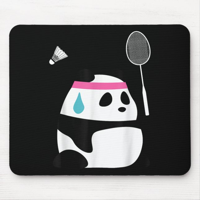 Exhausted Badminton Panda - Funny Cute Shuttle Ani Mouse Mat (Front)