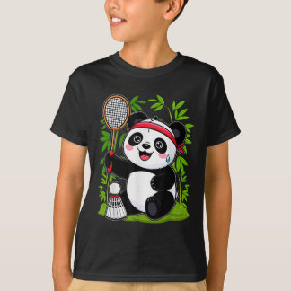 Exhausted Badminton Panda - Funny Cute Shuttle Ani T-Shirt