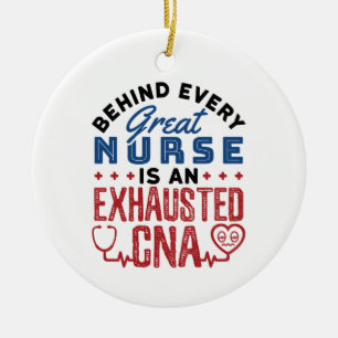 Exhausted CNA Certified Nursing Assistant Ceramic Tree Decoration
