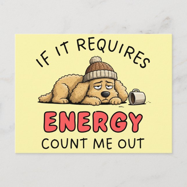 Exhausted Golden Retriever Funny Coffee Quote Postcard (Front)