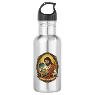 Exhausted Jesus Empty Protein Powder Tub Gym Humou 532 Ml Water Bottle