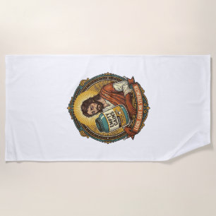 Exhausted Jesus Empty Protein Powder Tub Gym Humou Beach Towel