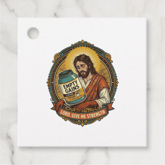 Exhausted Jesus Empty Protein Powder Tub Gym Humou Favour Tags
