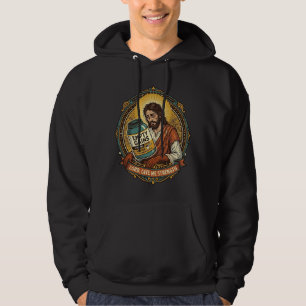 Exhausted Jesus Empty Protein Powder Tub Gym Humou Hoodie
