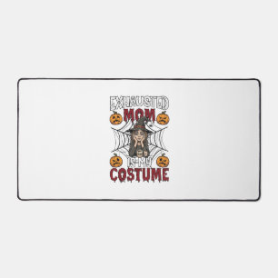 Exhausted Mum Is Costume Halloween Witch Coffee Pu Desk Mat
