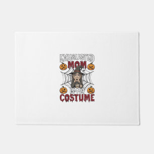Exhausted Mum Is Costume Halloween Witch Coffee Pu Doormat
