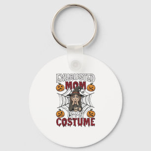 Exhausted Mum Is Costume Halloween Witch Coffee Pu Key Ring