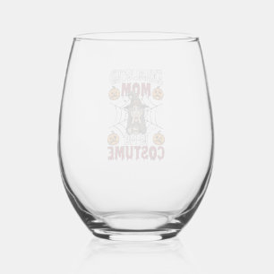 Exhausted Mum Is Costume Halloween Witch Coffee Pu Stemless Wine Glass