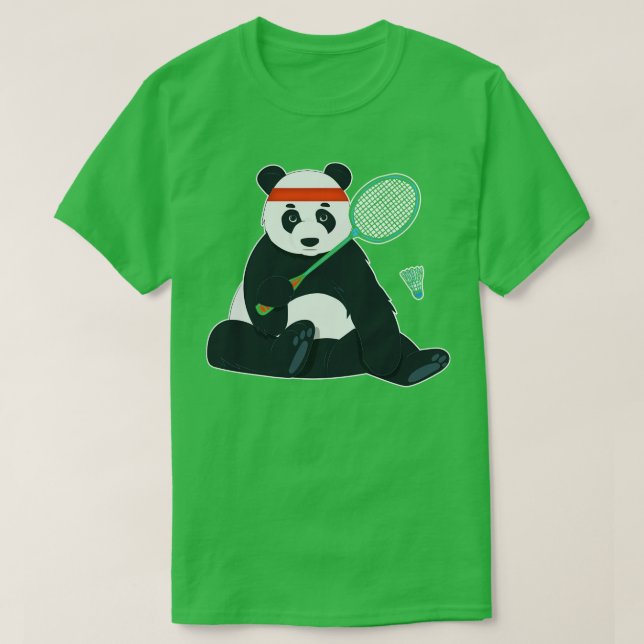 Exhausted Panda Badminton T-Shirt (Design Front)