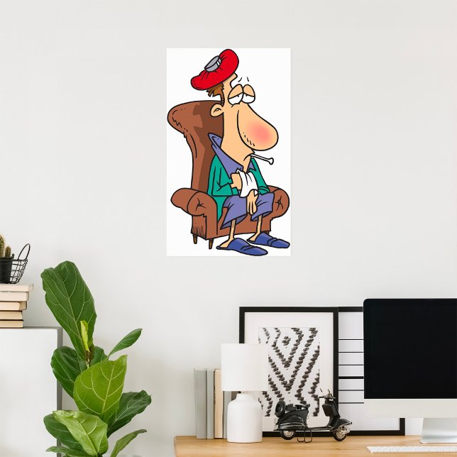 Exhausted Sick Guy Sitting in Chair Poster (Creator Uploaded)