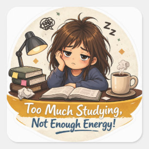 Exhausted Study Girl Sticker