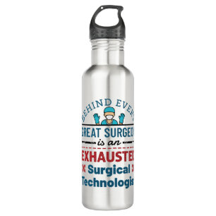 Exhausted Surgical Technologist Funny Scrub Tech 710 Ml Water Bottle