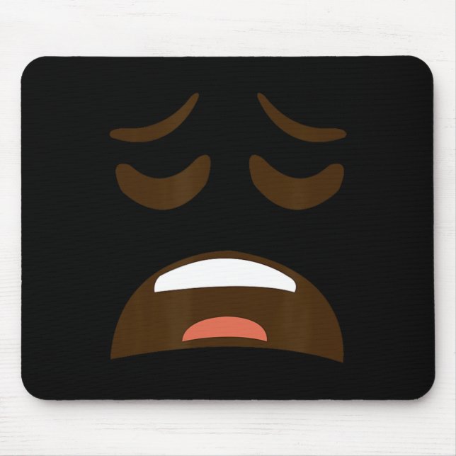 Exhausted Tired Face Emoticon Costume Easy Hallowe Mouse Mat (Front)