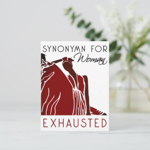 EXHAUSTED WOMAN POSTCARD