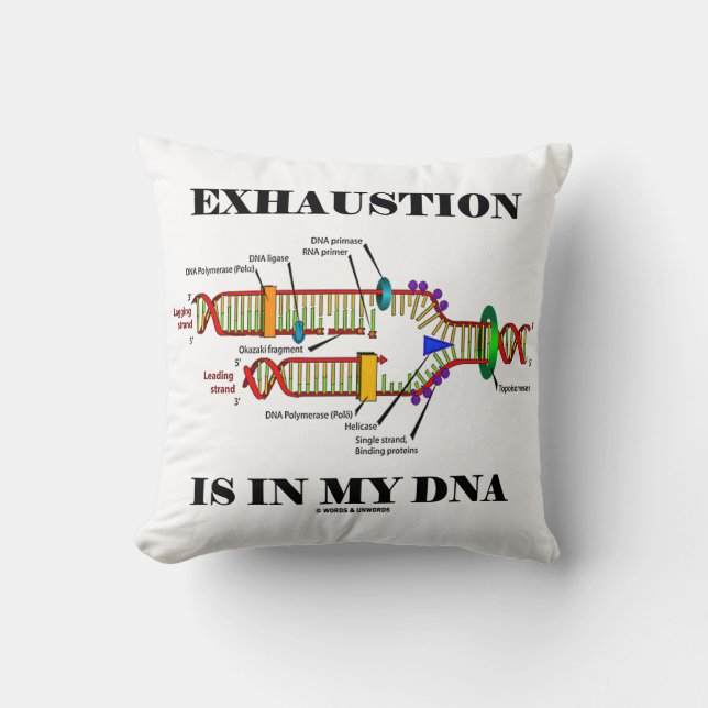Exhaustion Is In My DNA (DNA Replication) Cushion (Front)