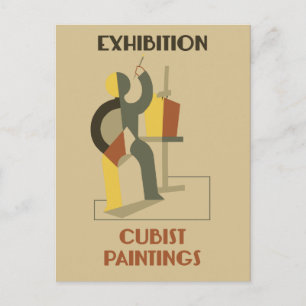 Exhibition cubist paintings postcard