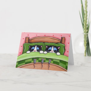 Exist Bed Mice - Cat Greeting Card