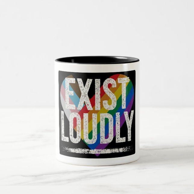 Exist Loudly Pride Rainbow Statement Mug (Center)