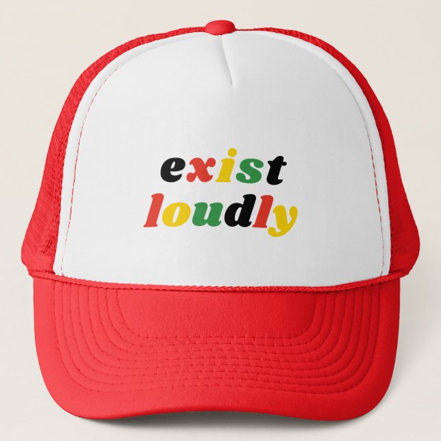 Exist Loudly Women Feminist Empowerment Trucker Hat (Front)