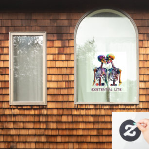 EXISTENTIAL LITE Kissing Skeletons Transparent Window Cling
