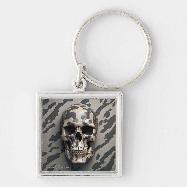 EXISTENTIAL LITE Memento Mori Camo Skull Key Ring (Front)