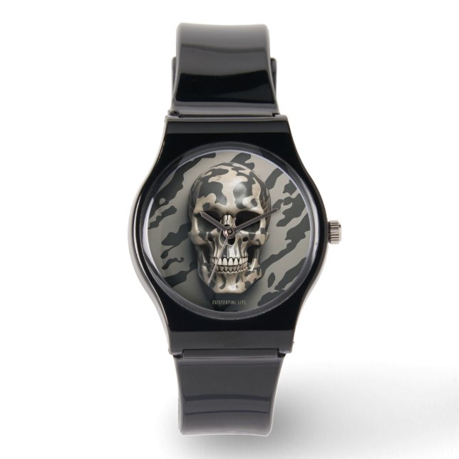 EXISTENTIAL LITE Memento Mori Camo Skull Unisex Watch (Front)