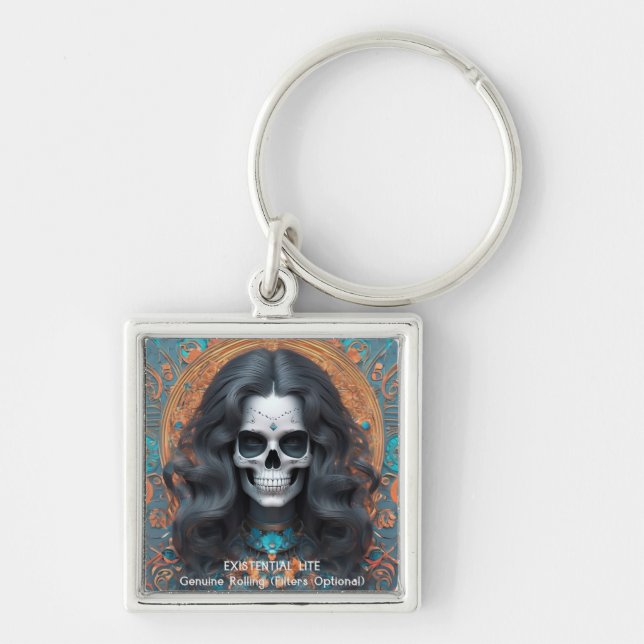 EXISTENTIAL LITE Memento Mori Femme Skull  Key Ring (Front)