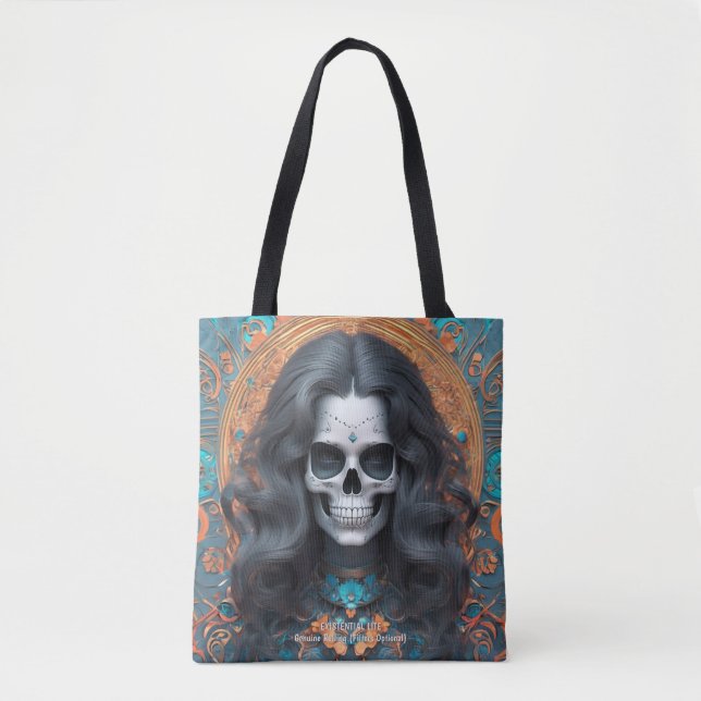EXISTENTIAL LITE Memento Mori Femme Skull Tote Bag (Front)