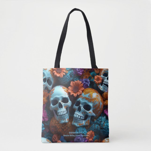 EXISTENTIAL LITE Memento Mori Lovers Skulls Tote Bag (Front)