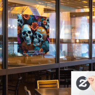 EXISTENTIAL LITE Memento Mori Lovers Skulls Window Cling